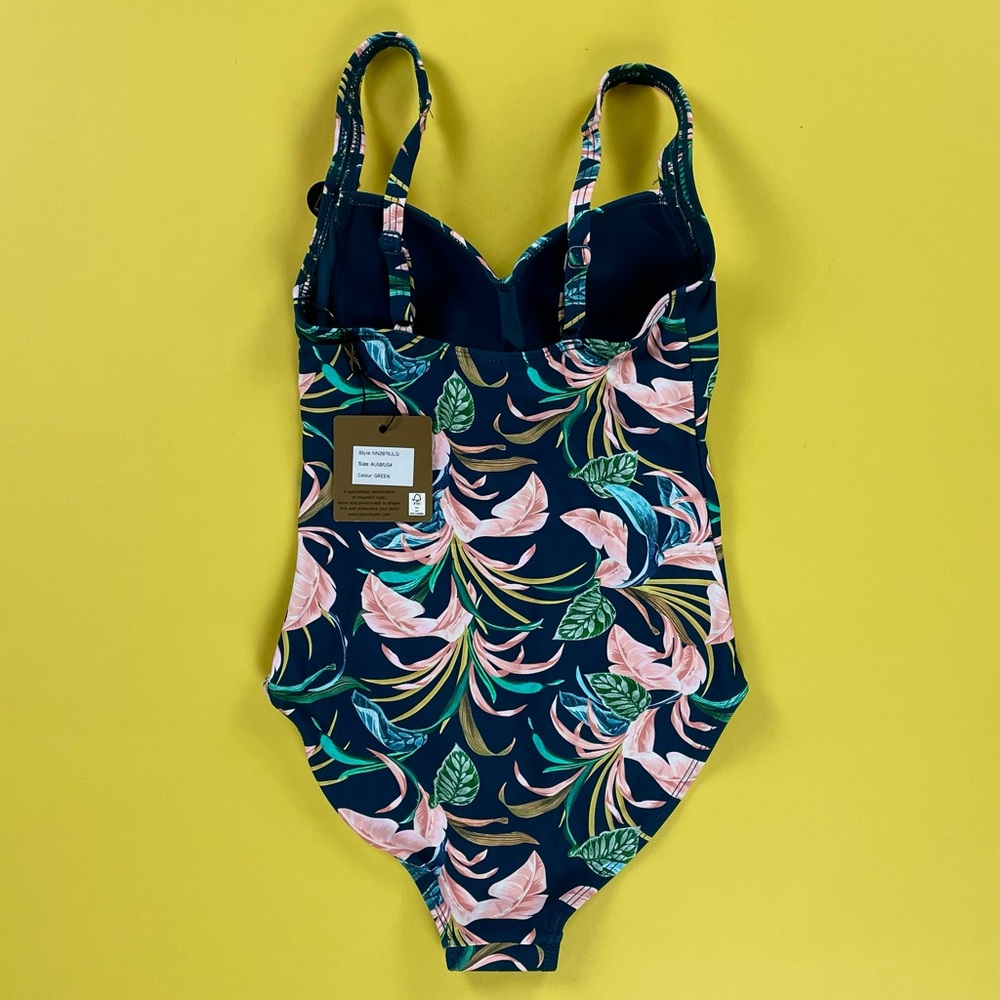 Nip Tuck Swimsuit 1 Pc MultiCup Bra Floral Print Green Size 4 NWT - Picture 2 of 3